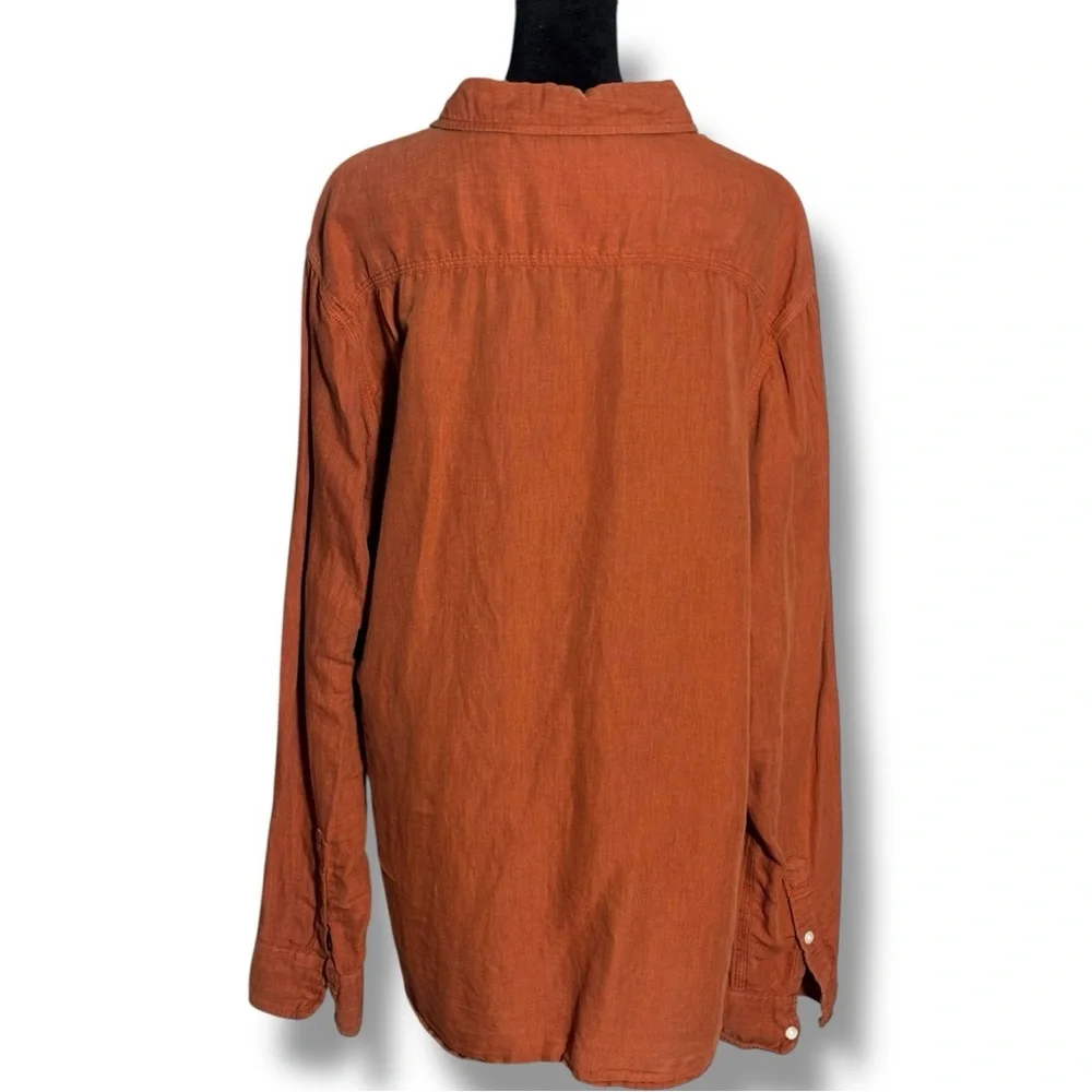 Bridge & Burn Casual Rusty Orange Loose Fit Long Sleeve Collared Button-Up Shirt - Picture 4 of 15
